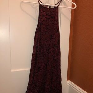 RED FLOWER PATTERN SUN DRESS